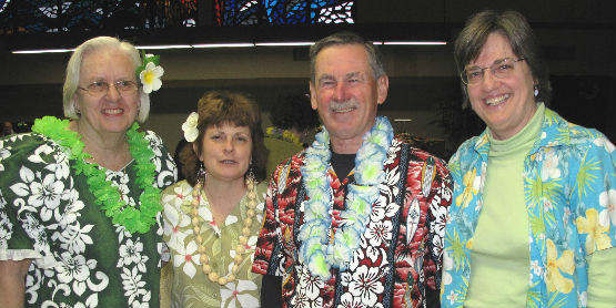 Hawaiian Night, Group in Floral Shirts